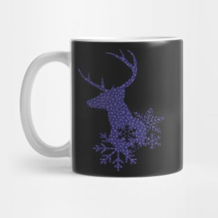 Christmas Snowflake Pattern Dark Blue Deer Mug